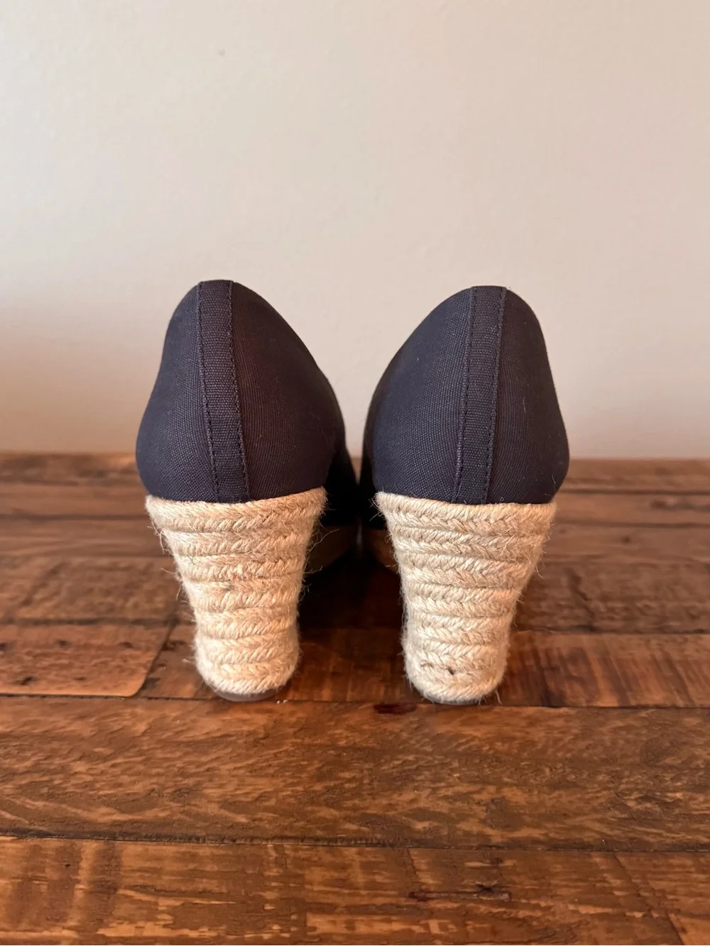 J. Crew Navy Canvas Espadrille Wedge Pumps